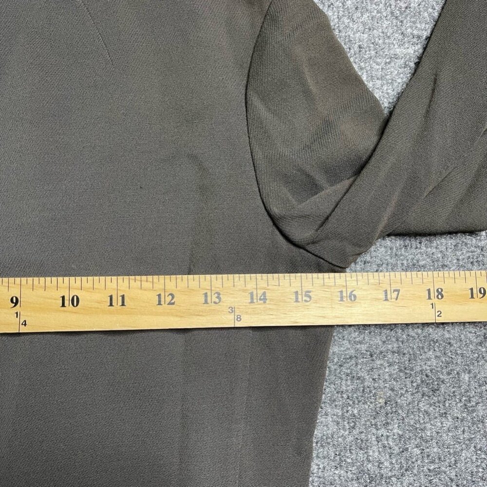MICHAA Womens A Line Dress Green Olive Notch Neck Long Sleeve Zipper Modest XL - Picture 7 of 11